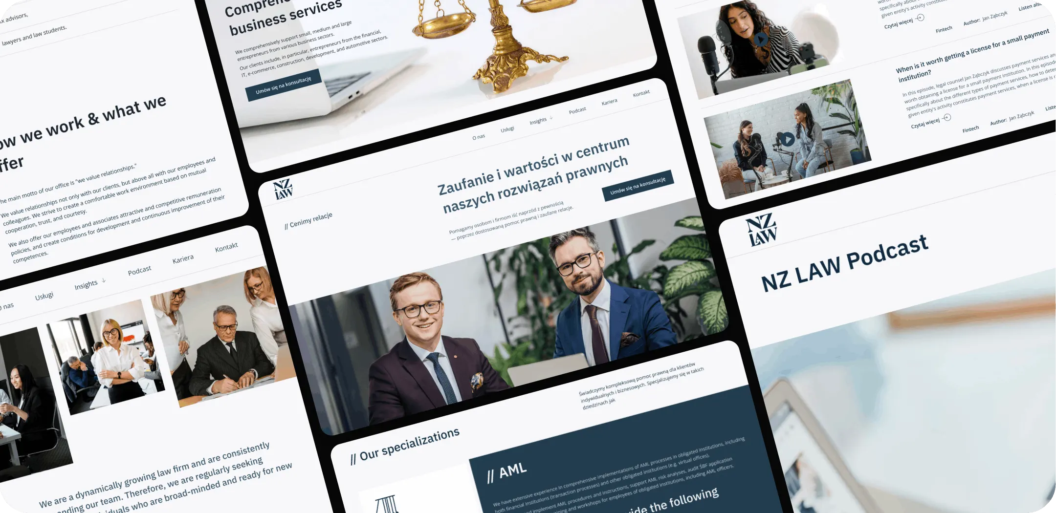 Zrzut ekranu NZ Law — strona usług