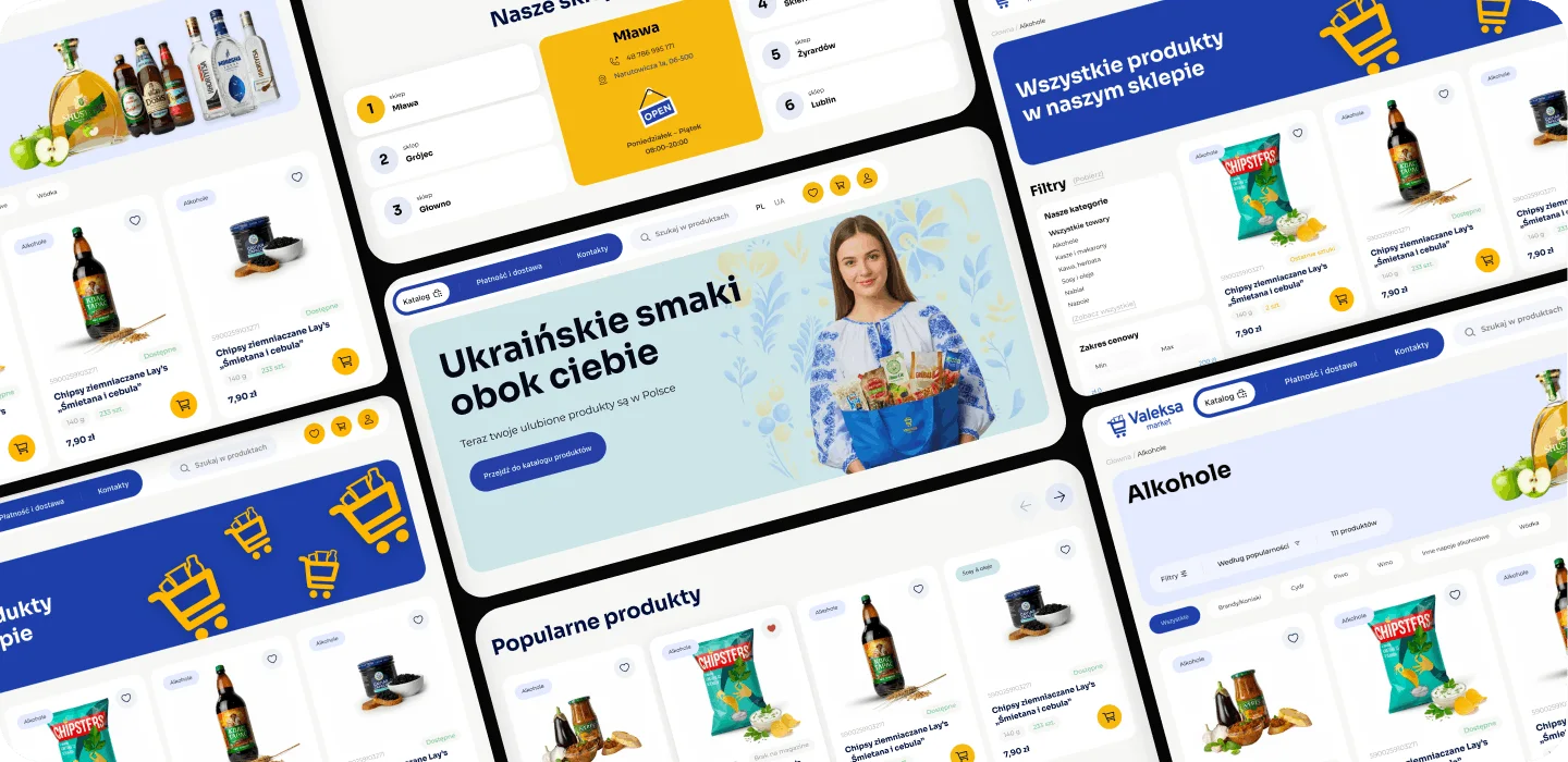 Siatka produktów z automatycznymi odznakami i wyśrodkowaniem zdjęć — Valeksa Market by DigiWay